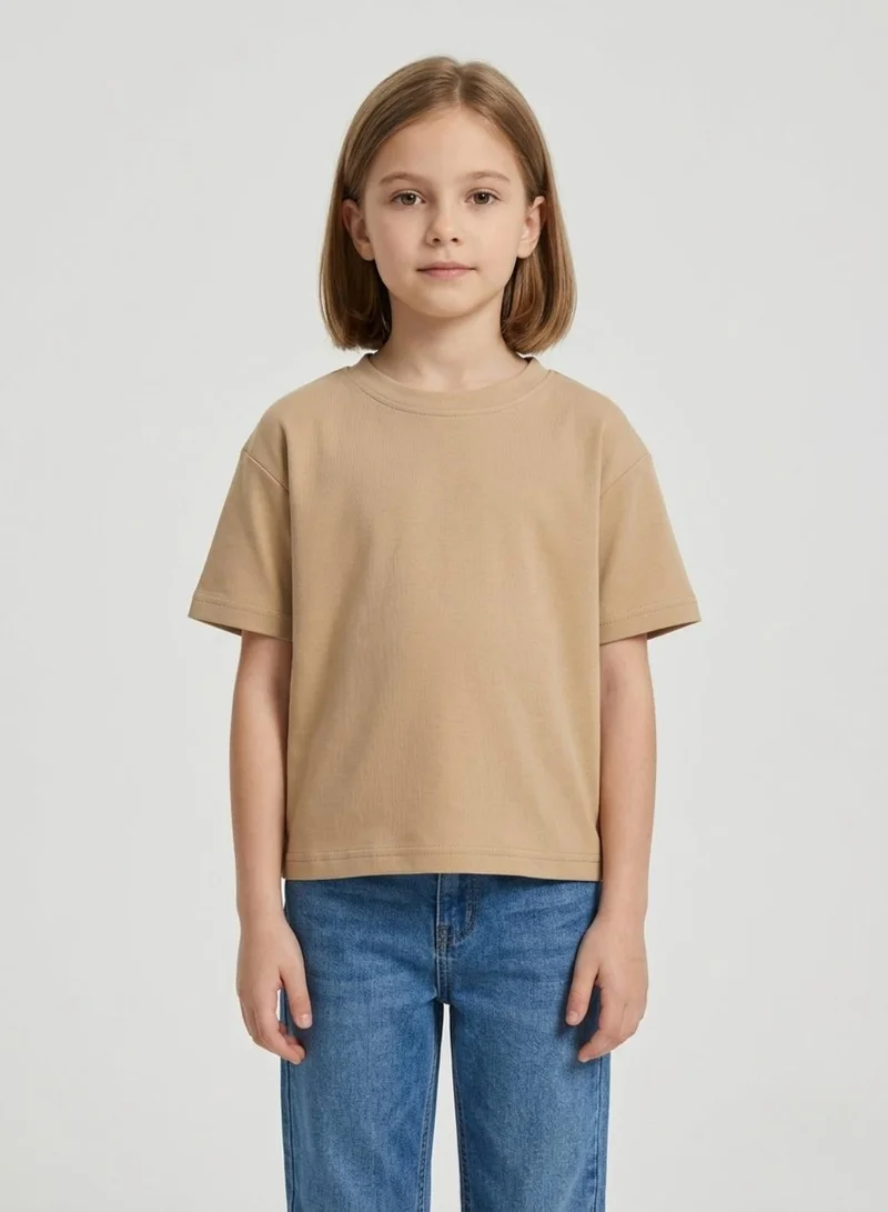 Babyqlo Unisex Plain Brown Boxy-fit Oversize Casual T-Shirt