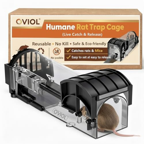 OVIOL Rat Trap Cage Keep Away Rats Large 32cm Transparent Rat Catcher Trap for Home Lawn Garden Warehouse No Kill Reusable Enlarged Steel Reinforced Mouse Trap for Rodents Mice - Image 1