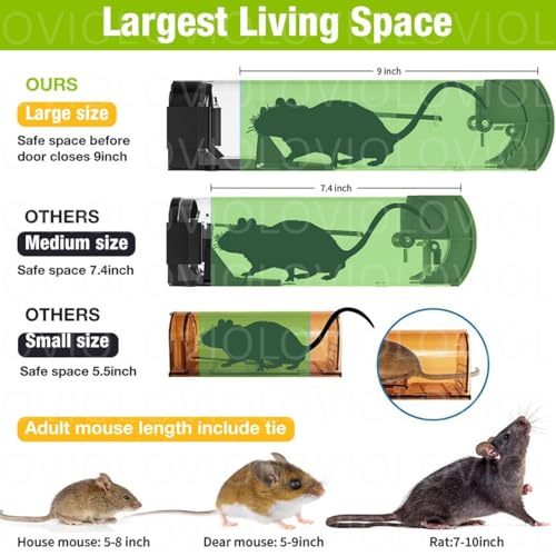 OVIOL Rat Trap Cage Keep Away Rats Large 32cm Transparent Rat Catcher Trap for Home Lawn Garden Warehouse No Kill Reusable Enlarged Steel Reinforced Mouse Trap for Rodents Mice - Image 3