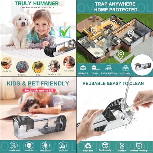 OVIOL Rat Trap Cage Keep Away Rats Large 32cm Transparent Rat Catcher Trap for Home Lawn Garden Warehouse No Kill Reusable Enlarged Steel Reinforced Mouse Trap for Rodents Mice - Image 4