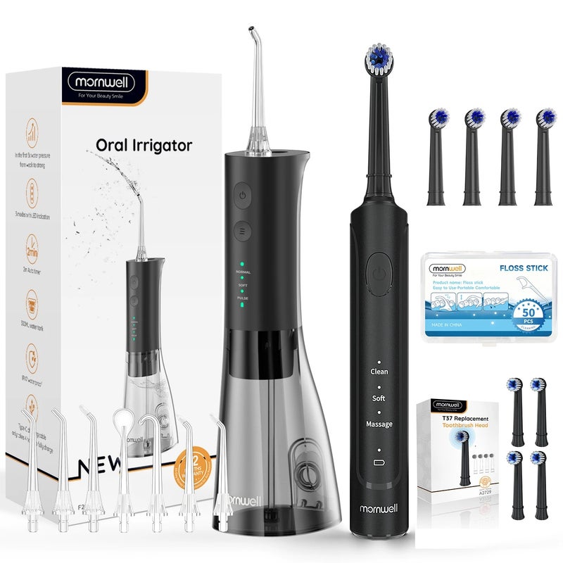 Mornwell Water Flosser and Electric Toothbrush Combo,2-1 Oral Clean Kit, 5-Speed Sonic Electric Toothbrush&4-Speed Portable Water Flosser - Image 1