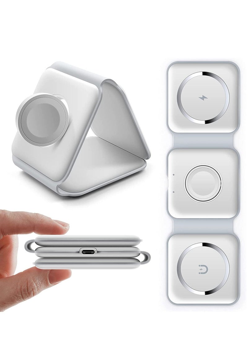 Wireless Charging, 3 in 1 Wireless Charger,Wireless Magnetic Fast Charging Foldable Dock station Charger for iPhone 13/12/11/8/Pro/Max,for iWatch,forAirPods 3/2/Pro and for Samsung - Image 1