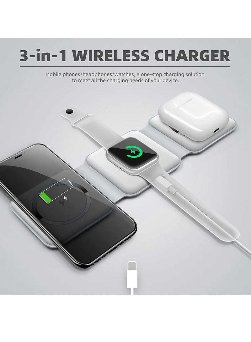 Wireless Charging, 3 in 1 Wireless Charger,Wireless Magnetic Fast Charging Foldable Dock station Charger for iPhone 13/12/11/8/Pro/Max,for iWatch,forAirPods 3/2/Pro and for Samsung - Image 2