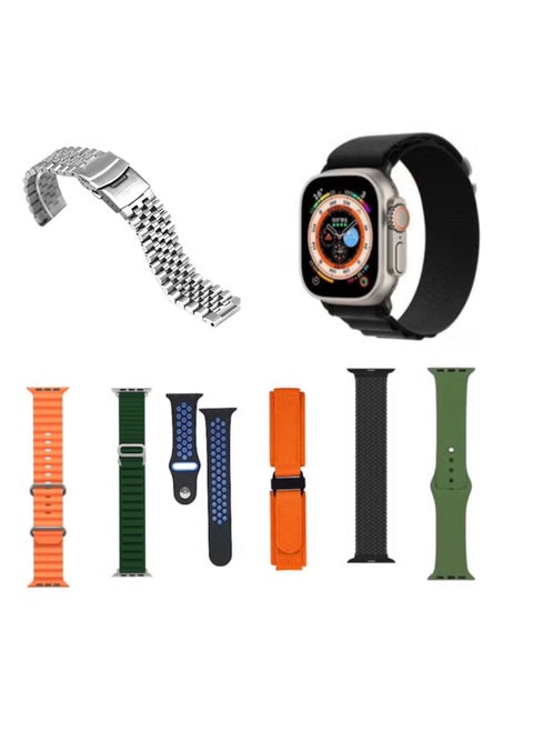 Ultra 9 Smart Watch with 7 Set Strap and Watch Protection Cover and Wireless Charger