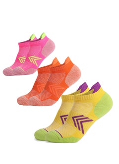 3 Pairs Womens Ankle Compression Running Socks, Cushioned Low Cut Athletic Socks with Arch Support