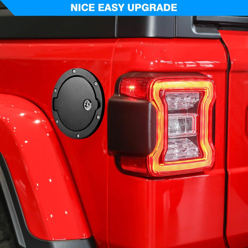Aukmak Gas Cap Cover for Jeep Wrangler 2018-2025 JL JLU Locking Aluminum Fuel Door Gas Tank Cover for Jeep JL Accessories - Image 5