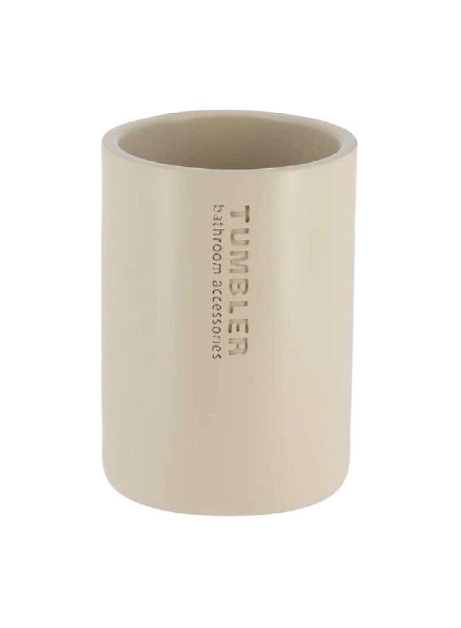Round Shaped Durable Round Polyresin Bathroom Tumbler Beige 10.7 x 7.5 x 7.5 cm 61101161