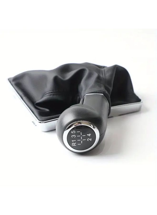 6 Speed Manual Gear Shift Knob Lever Shifter With Faux Leather Boot Cover For Car Interior Upgrade - Image 1