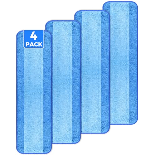 wlich 4Pack Microfiber Cleaning Pads 18Inch Microfiber Mop Pads Compatible with Bona Mop Washable and Reusable Mop Pad Refills for Hardwood Tile Laminate Floors - Image 1