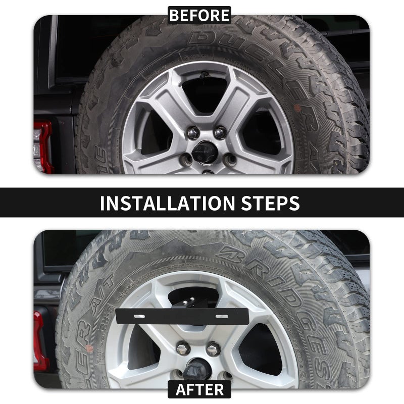 Hoolcar حامل لوحة ترخيص إطار احتياطي Hoolcar لسيارة جيب رانجلر JK JKU JL JLU من 2007-2021، أسود - Image 2