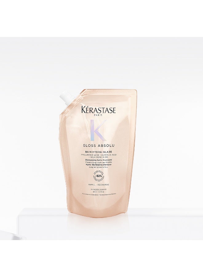 Kerastase Gloss Absolu Bain Hydra-Glaze Shampoo & Refill Pouch - Hydra-illuminating shampoo for long hair prone to frizz. 500ML + 500ml Refill Pouch - Image 3
