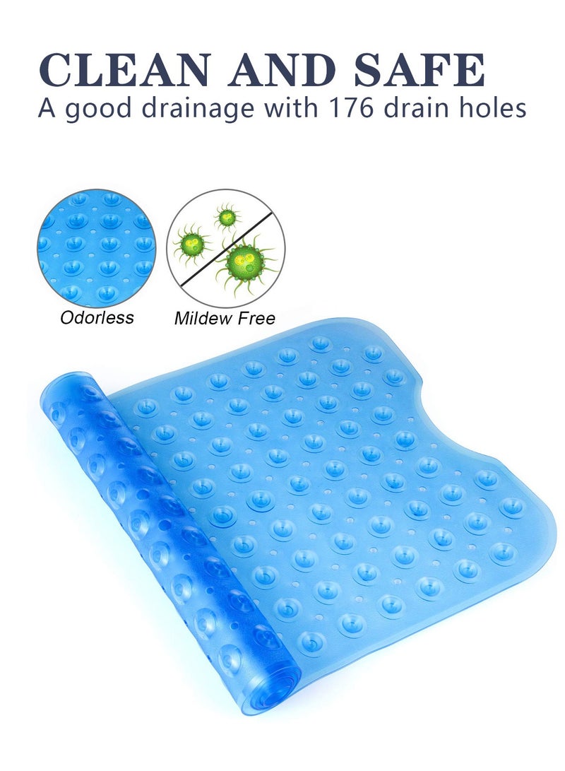 Meishida Bath Tub Shower Mat Non-Slip and Extra Large, Bathtub Mat with Suction Cups, Machine Washable Bathroom Mats with Drain Holes - Blue  - Image 2