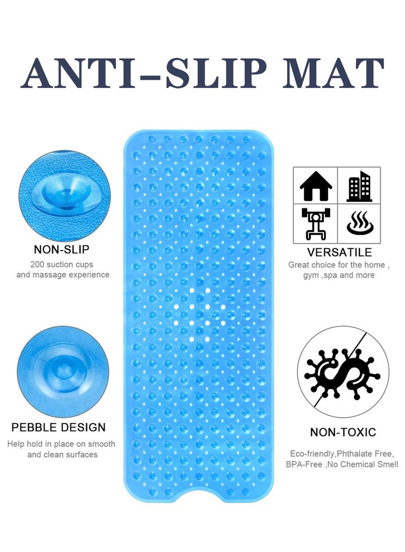 Meishida Bath Tub Shower Mat Non-Slip and Extra Large, Bathtub Mat with Suction Cups, Machine Washable Bathroom Mats with Drain Holes - Blue  - Image 4