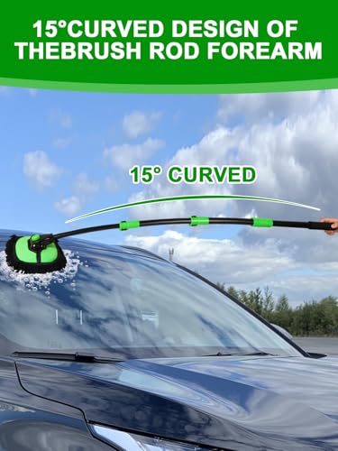 Nicecastle 53 15 Curved Car Wash Brush with Long Handle High Density Chenille Soft Bristle Brush Head Suitable for Cleaning Detail Roof Wheel Windshields Truck SUV RV Window - Image 3
