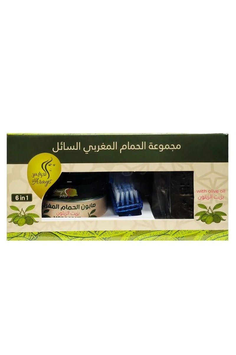 زين للعريس مجموعة الحمام المغربي السائل الفاخرة بزيت الزيتون  6 في 1 - Image 1