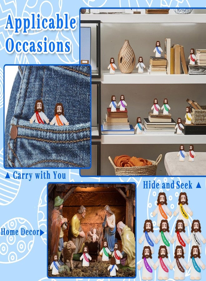 Bamamon 50 Pcs Little Jesus Figures, Mini Jesus Figurines in Bulk Easter Jesus Loves You Tiny Christ Toys to Hide and Seek Sunday School Religious Party Favors Baptism Gifts for Easter Egg Stuffers - Image 5