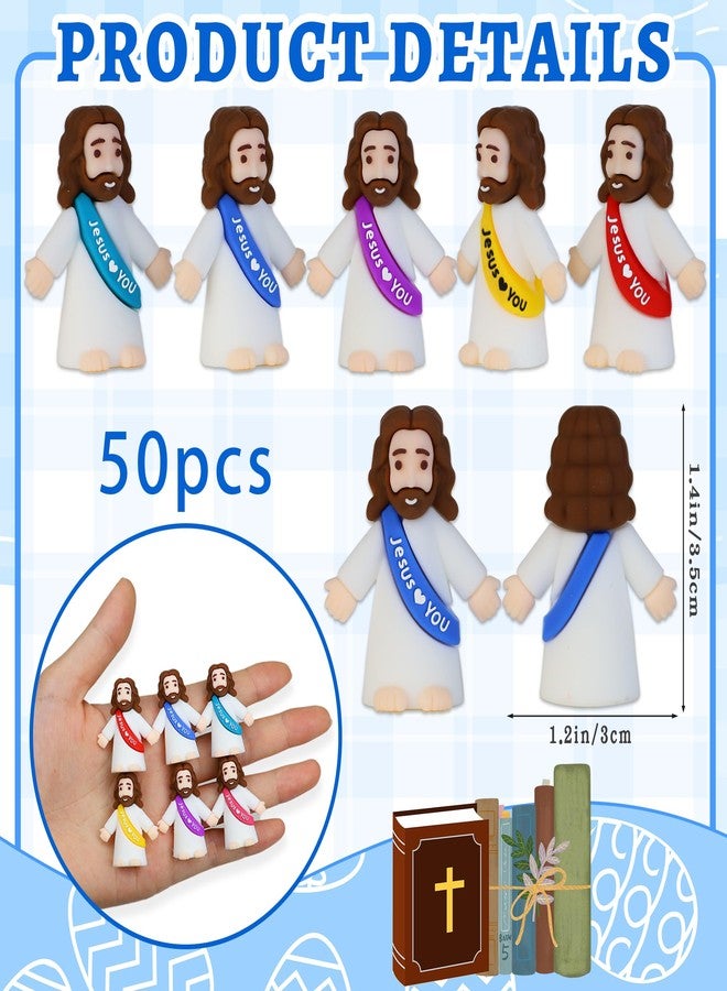 Bamamon 50 Pcs Little Jesus Figures, Mini Jesus Figurines in Bulk Easter Jesus Loves You Tiny Christ Toys to Hide and Seek Sunday School Religious Party Favors Baptism Gifts for Easter Egg Stuffers - Image 2