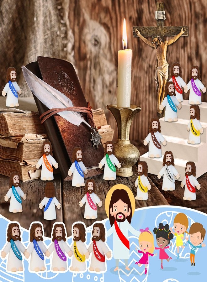 Bamamon 50 Pcs Little Jesus Figures, Mini Jesus Figurines in Bulk Easter Jesus Loves You Tiny Christ Toys to Hide and Seek Sunday School Religious Party Favors Baptism Gifts for Easter Egg Stuffers - Image 3
