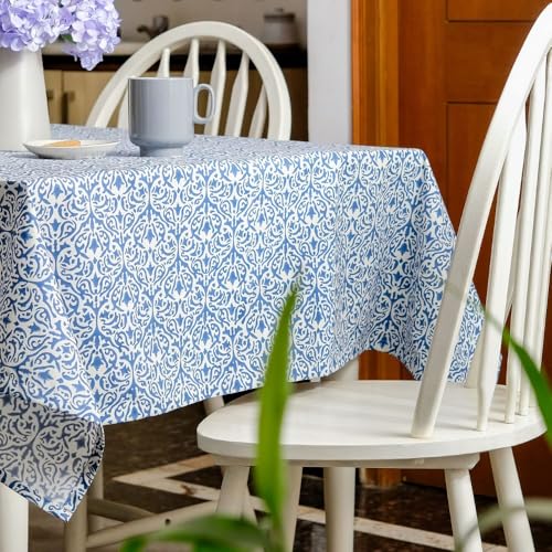 THE YARD HOUSE Wipeable & Anti-slip Hand Block Printed Cotton Table Cover - Whispers of The Sea (Rectangle 6 Seater, 150cm X 225cm) - Protects Against Spills & Scratches | Family Dining, Party,Gifting - Image 3