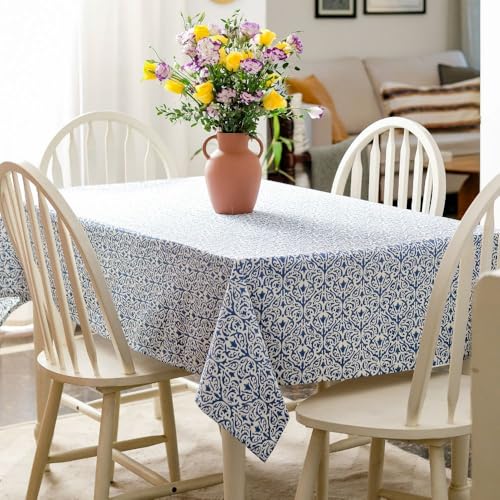 THE YARD HOUSE Wipeable & Anti-slip Hand Block Printed Cotton Table Cover - Whispers of The Sea (Rectangle 6 Seater, 150cm X 225cm) - Protects Against Spills & Scratches | Family Dining, Party,Gifting - Image 2
