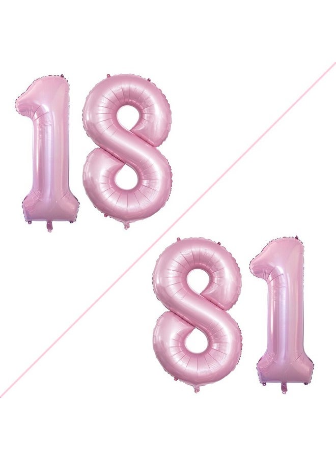 GOER 42 Inch Light Pink Number 18 Number 81 Balloonsjumbo Foil Helium Balloons For 18Th Or 81St Birthday Party Decorations And Anniversary Event  - Image 1