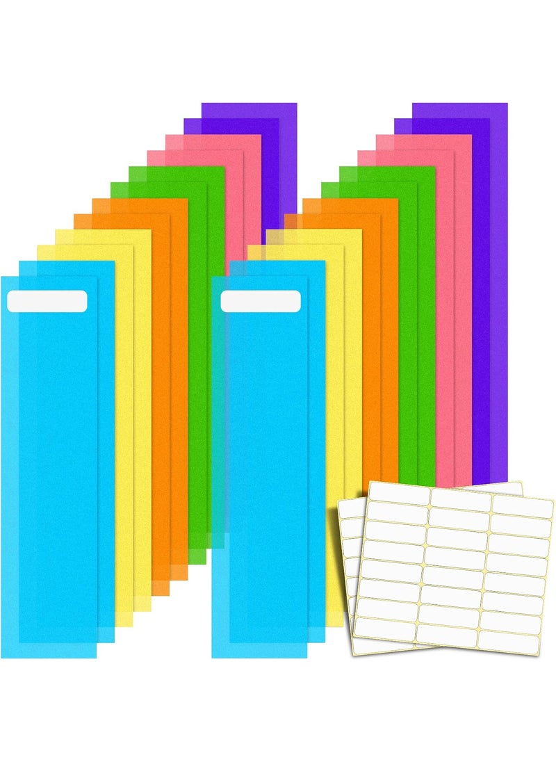 Epakh Epakh 24 Packs Colored Dividers for Book Shelves with Label Stickers Flexible Bookshelf Markers for Organizing Home Library 3 x 12 Inch  - Image 1