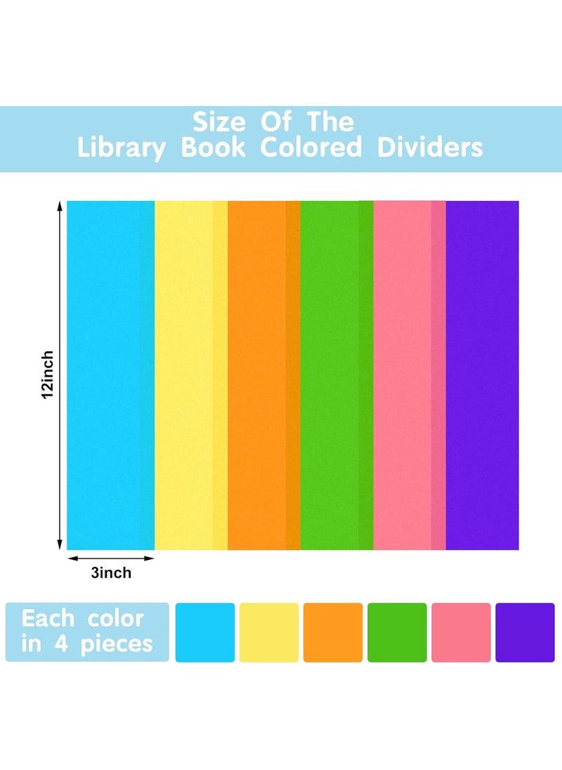 Epakh Epakh 24 Packs Colored Dividers for Book Shelves with Label Stickers Flexible Bookshelf Markers for Organizing Home Library 3 x 12 Inch  - Image 2