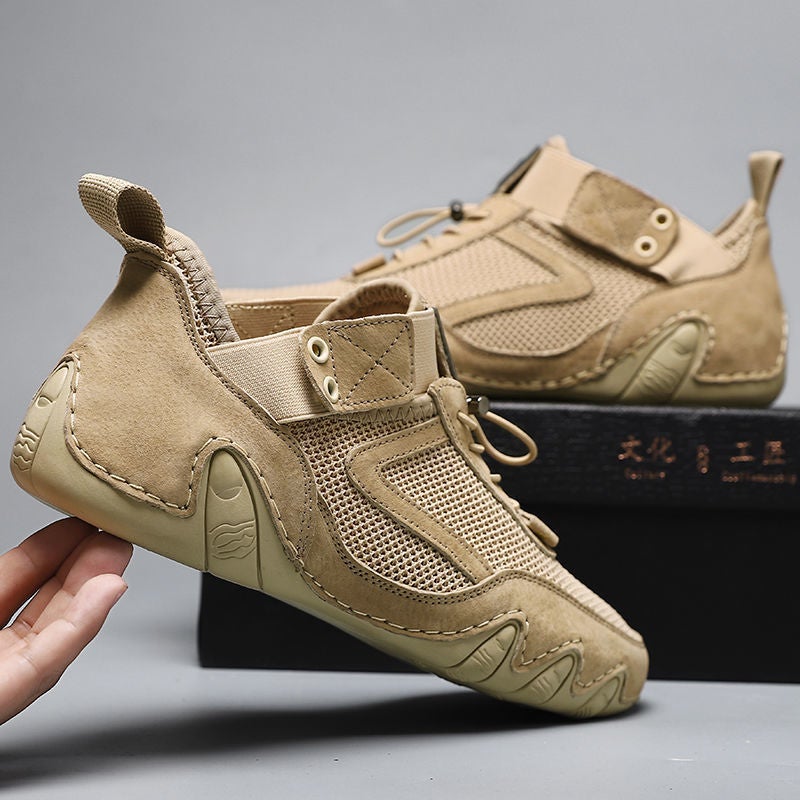 Lodi ram men's shoes 2022 new summer mesh shoes mesh trend casual shoes leather beanie shoes men's leather shoes Khaki 48 - Image 3