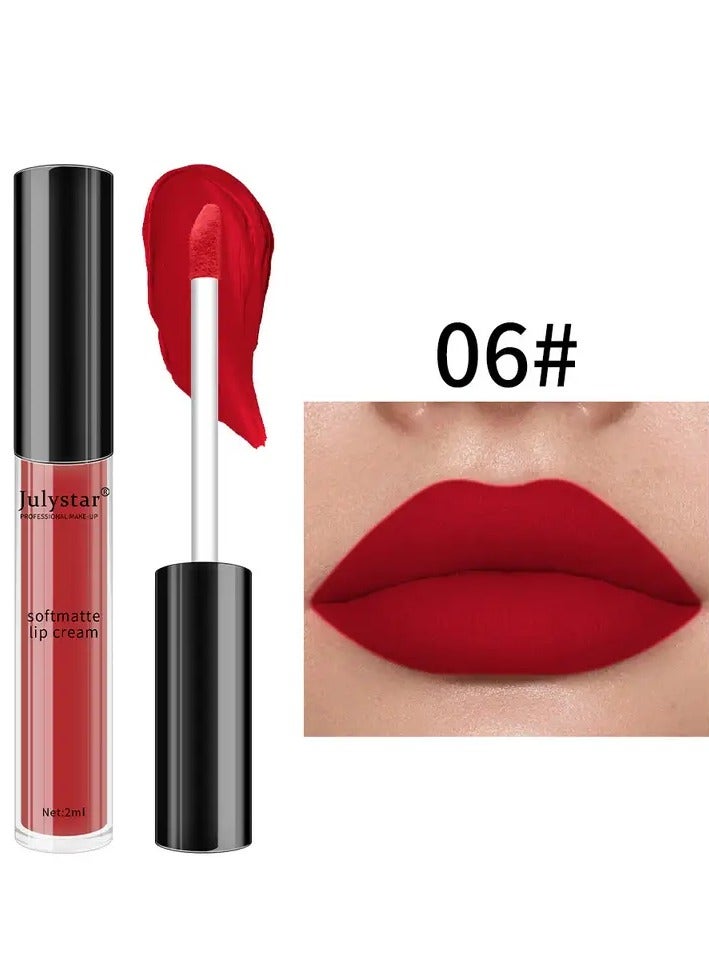 Julystar أحمر شفاه سائل، للاستخدام المزدوج للشفاه والخدود، لمسة نهائية شبه غير لامعة وناعمة، ملمع شفاه مرطب، هدايا عيد الحب - Image 1
