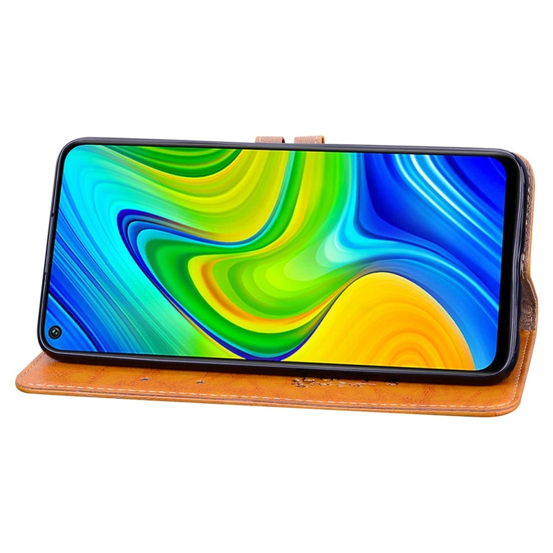 HuHa Case Cover For Xiaomi Redmi Note 9 Business Style Oil Wax Texture Horizontal Flip Leather Case with Holder & Card Slots & Wallet(Orange Yellow) - Image 4