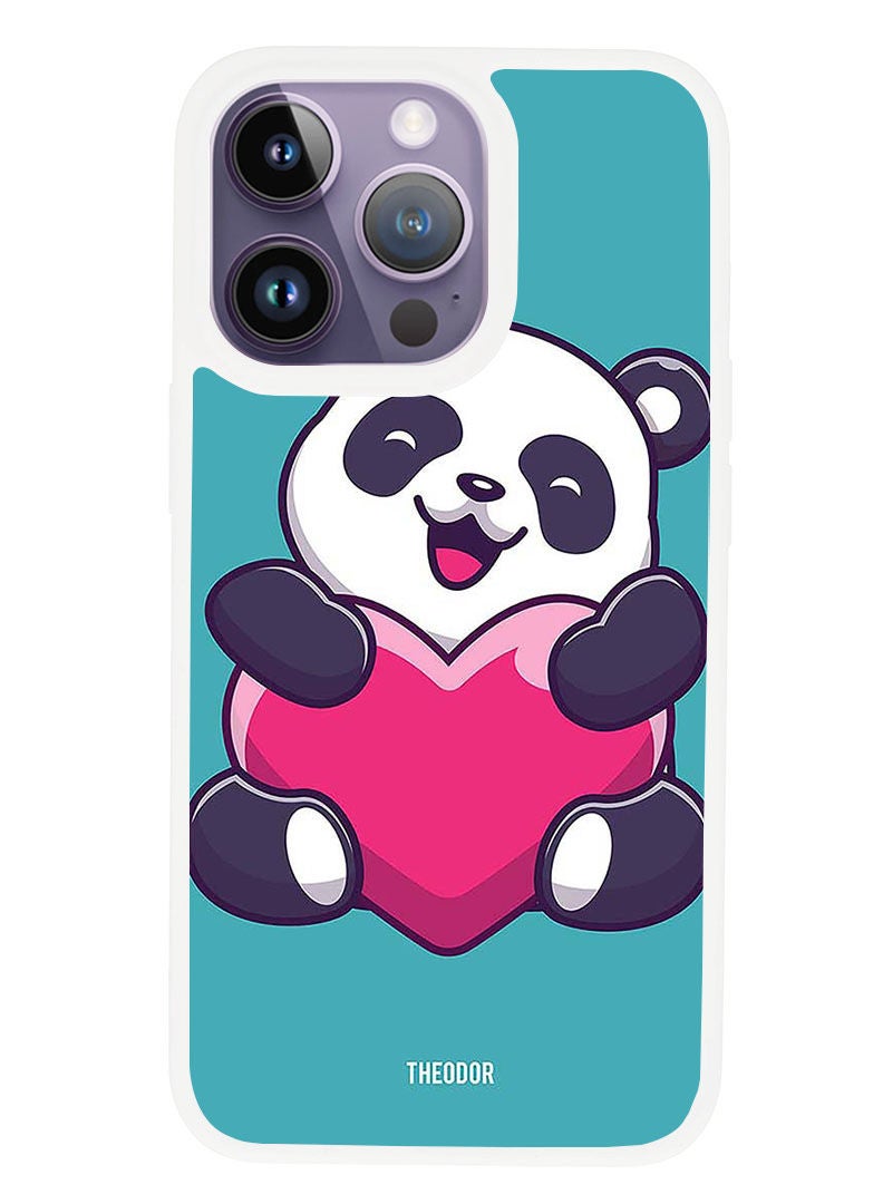 Theodor Protective Case Anti Scratch Shock Proof Cover For APPLE IPHONE 14 PRO MAX Heart Panda (White Bumper) - Image 1