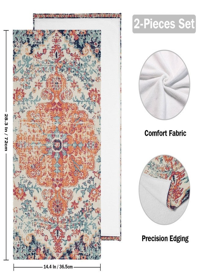 COVASA 2 Pack Vintage Boho Hand Towels for Bathroom,Soft Absorbent Rustic Orange Southwest Ethnic Bohemian Bath Hand Towels for Kitchen,Decorative Guest Bathroom Towels for Face,Shower,Gym 14"x28" - Image 2