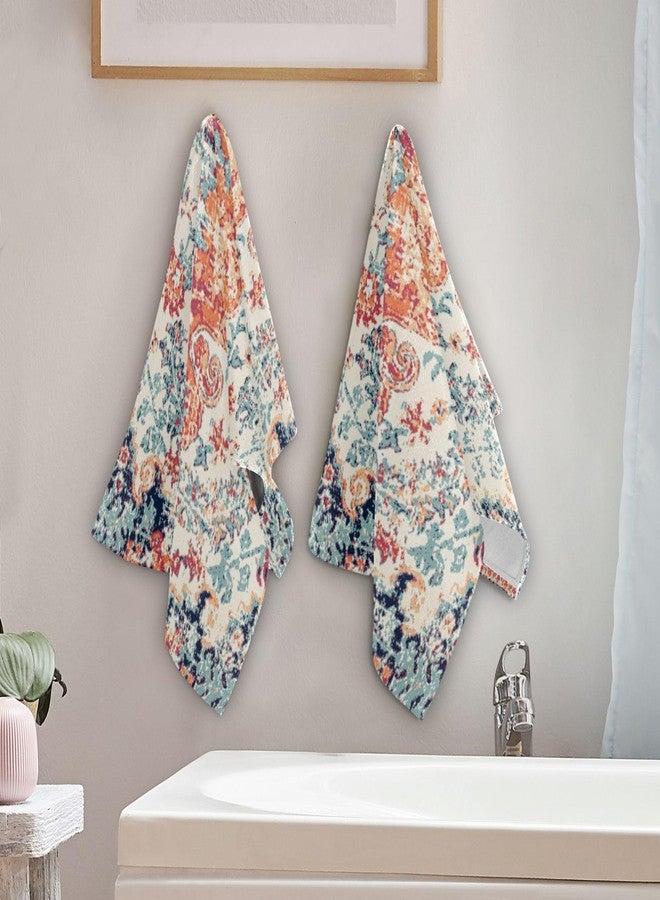 COVASA 2 Pack Vintage Boho Hand Towels for Bathroom,Soft Absorbent Rustic Orange Southwest Ethnic Bohemian Bath Hand Towels for Kitchen,Decorative Guest Bathroom Towels for Face,Shower,Gym 14"x28" - Image 3