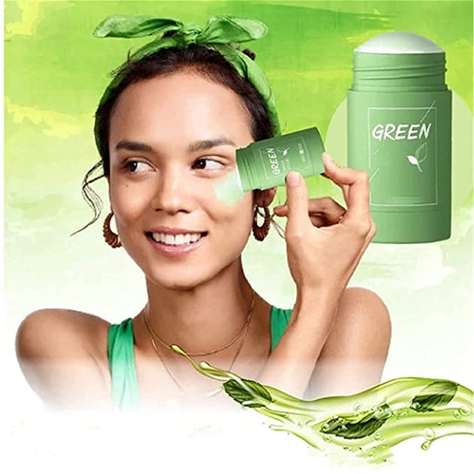 Glowhouse Green Tea Purifying Clay Stick Mask Oil Control AntiAcne Eggplant Solid Fine Portable Cleansing Mask Mud Apply Mask Green Tea Facial Detox Mud Mask Green Tea 40 g - Image 2