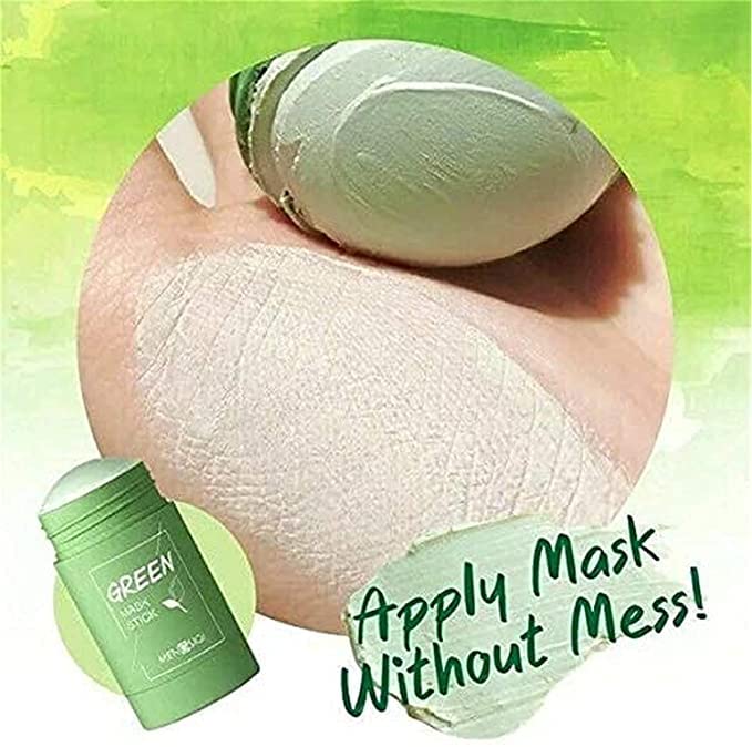 Glowhouse Green Tea Purifying Clay Stick Mask Oil Control AntiAcne Eggplant Solid Fine Portable Cleansing Mask Mud Apply Mask Green Tea Facial Detox Mud Mask Green Tea 40 g - Image 3