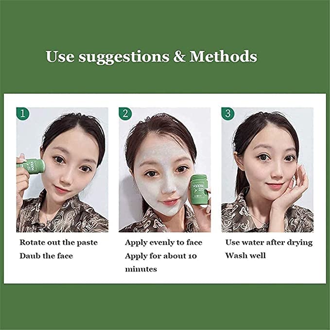 Glowhouse Green Tea Purifying Clay Stick Mask Oil Control AntiAcne Eggplant Solid Fine Portable Cleansing Mask Mud Apply Mask Green Tea Facial Detox Mud Mask Green Tea 40 g - Image 5