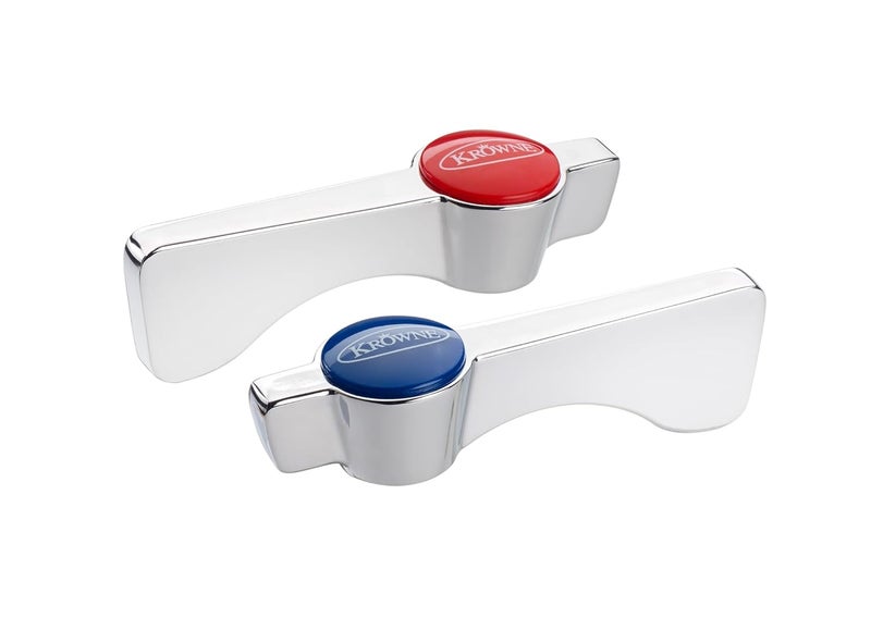 Krowne Royal Series 21306 HeavyDuty Faucet Lever with ColorCoded Hot and Cold Indicator Replacement Accessory for Commercial Kitchen Sink Restaurant Food Preparation  2 Screws 2 Handles  Chrome