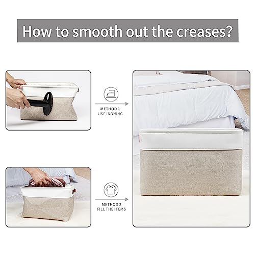 Bagnizer Storage Bins Large Fabric Storage Baskets for Shelves 3 Pack, Decorative Linen Closet Baskets with Handles for Organizing, Shelf, Clothes, Home, Office, 15x11x9.5Inches (Beige&White) - Image 5
