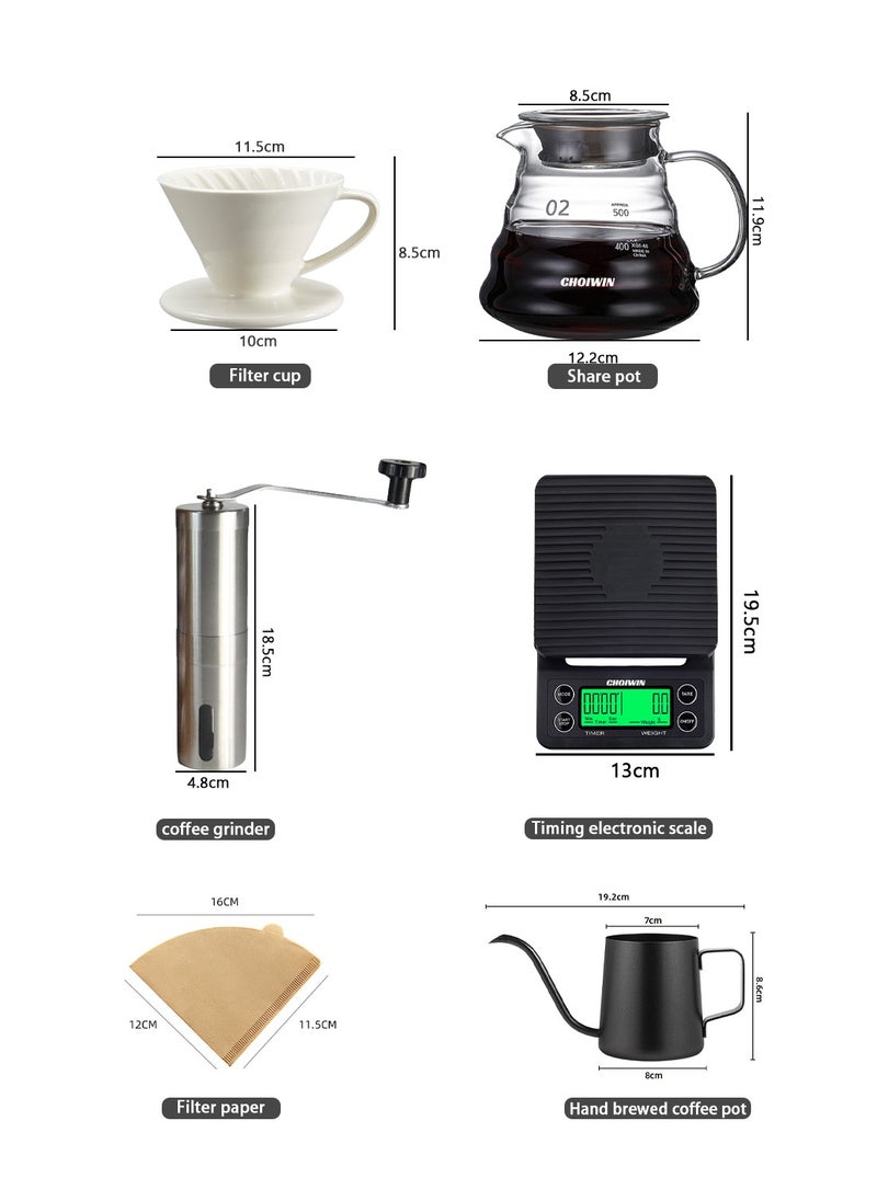 CHOIWIN - V60 Coffee Set Professional coffee drip set Suitable for drip and filter coffee, suitable for V60 Set of 6 tools for specialty coffee - Image 1