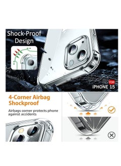 Generic Case Compatible with iphone 15, Cover Silicone Transparent TPU Gorilla Anti-shock Protector Camera Shockproof Corners - Clear  - Image 3