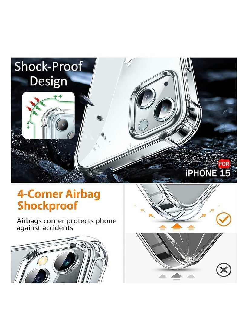 Generic - Case Compatible with iphone 15, Cover Silicone Transparent TPU Gorilla Anti-shock Protector Camera Shockproof Corners - Clear - Image 1