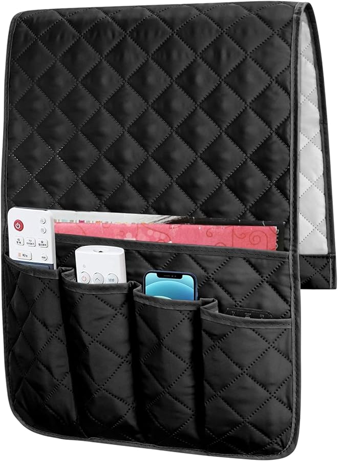 The Bros Sofa Armrest Organizer, Remote Control Holder for Recliner Couch, Arm Chair Caddy with 5 Pockets for Magazine, Remote control, Tablet, Phone, iPad, Books, Glasses  - Image 1
