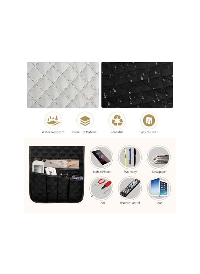 The Bros Sofa Armrest Organizer, Remote Control Holder for Recliner Couch, Arm Chair Caddy with 5 Pockets for Magazine, Remote control, Tablet, Phone, iPad, Books, Glasses  - Image 5