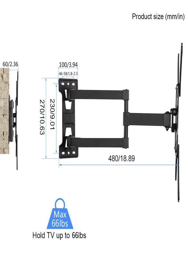 Suptek TV Wall Mount Swivel and Tilt Full Motion for Most 23 to 60 inch TV Mount up to 66lbs max VESA 400x400mm (A1+) - Image 3