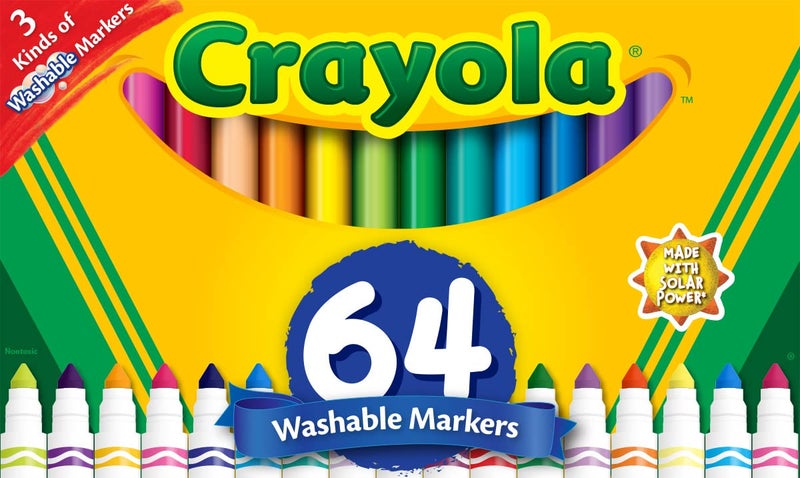 Crayola Washable Broad Line Marker Variety Set (64ct), Christmas Gifts for Grandkids, Toddlers & Kids, Ultra-Clean, Window, & Gel FX Markers for Kids, 3+ - Image 1