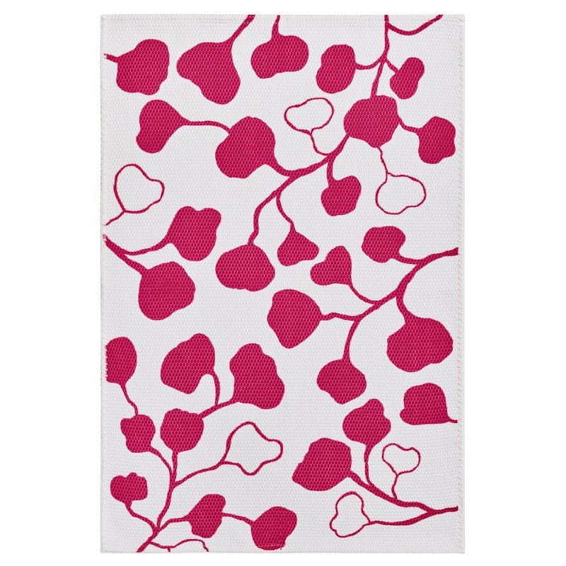 Baitique Flatwoven Rug, Recycled Polyester, Pink Leaf Pattern, 60x90 cm - Image 1