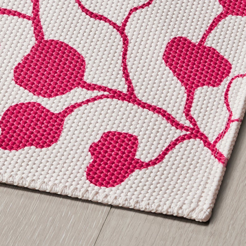 Baitique Flatwoven Rug, Recycled Polyester, Pink Leaf Pattern, 60x90 cm - Image 3