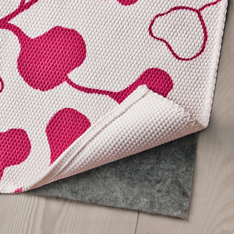 Baitique Flatwoven Rug, Recycled Polyester, Pink Leaf Pattern, 60x90 cm - Image 4