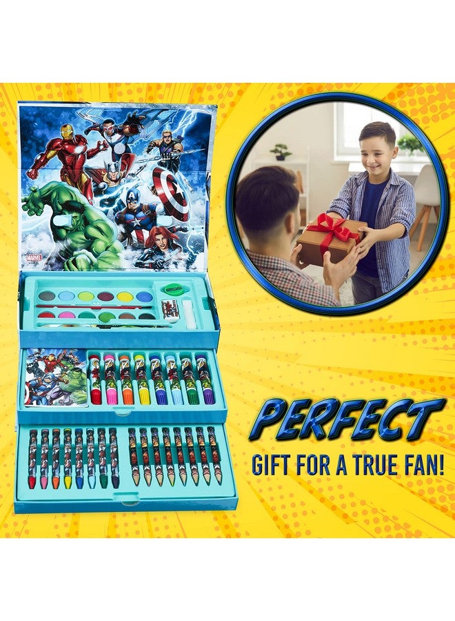 MARVEL Marvel Colored Pencils Art Supplies Kids Drawing Kit School Supplies Painting Kit Girls Drawing Pencils Art Kit Travel Case with Crayons Arts and Crafts for Kids 4-12 (Multicolor Avengers) - Image 3