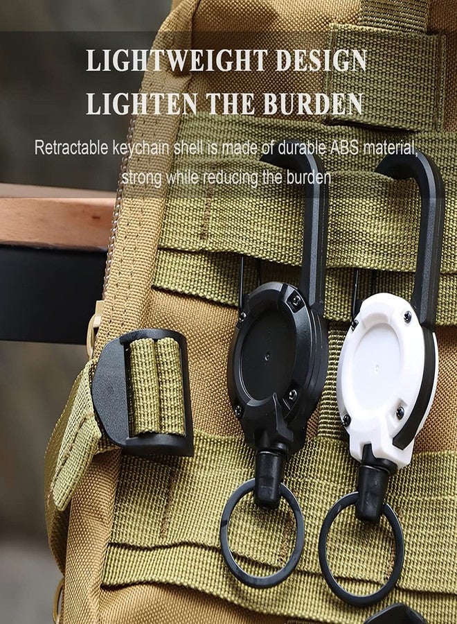 CUNHUY Retractable Keychain Heavy Duty, 2 Pack Badge Holders with with 26" Cord Key Lanyard Ring, Retractable Keychain Clip Id Holder, Retractable Carabiner Hook Badge Leash Work Key Chain 10 oz Retraction - Image 2